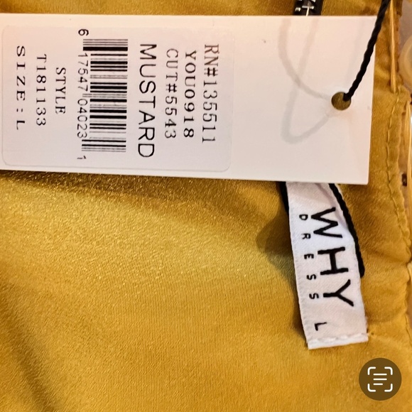 #A072. Why Dress  Mustard Pleated Blouse ,Rhinestone ,Pearl Neckline,NWT L - Picture 8 of 8